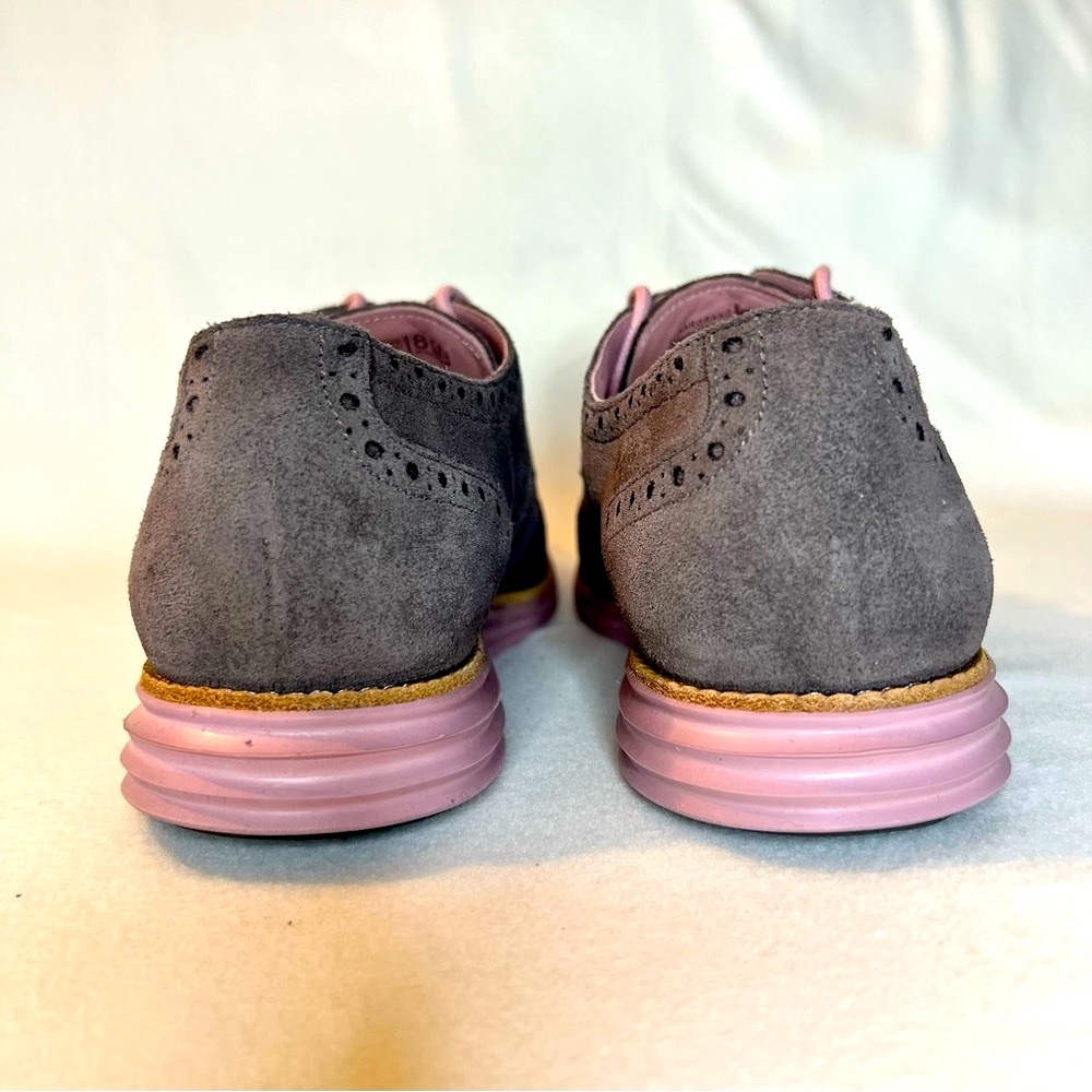 Cole Haan Lunargrand Gray and Pink Wingtip Oxford Shoes - Women’s - Picture 8 of 10